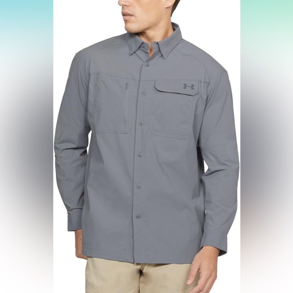 Men’s Fishing Shirt | Under Armour Fish Hunter | Button Down Utility Shirt | XL